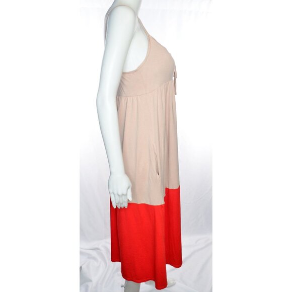 Uniqlo X Tomas Maier Camisole Maxi Dress Spaghetti Strap Shelf Bra Tan/Orange XL - Picture 5 of 8